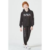 Black One Erkek Çocuk Unisex Nasa Baskı Detaylı Oversize Kapüşonlu Çocuk Eşofman Takımı - 4 - 5 Yaş - Siyah