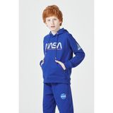 Black One Unisex Çocuk Lila Nasa Baskı Detaylı Oversize Kapüşonlu Eşofman Takımı %75 Pamuk Sonbahar/Kış - 10 - 11 Yaş - Saks