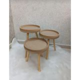 Black Pearl 3 Lü Ahşap Ayaklı Çiçeklik Saksılık Çerçeveli Stand Dekoratif Yan Sehpa 25 Cm