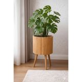 BLACK PEARL Bambu Ahşap Ayaklı Sepet/saksılık Naturel büyük boy 30 cm