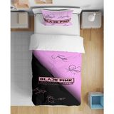 Black Pink 3D Dijital Baskılı Tek Kişilik Çarşafsız Genç Kız Genç Çocuk Nevresim Takımı - Pembe - Siyah - 160 x 220 cm