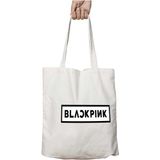 Black Pink Blackpink Siyah Logo Tasarım Iki Taraf Kalıcı Yıkanabilir Okul Plaj Omuz Bez Çanta