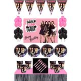 Black Pink Doğum Günü 24 Kişilik 70X100 cm Afişli Parti Malzemeleri Seti Masa Etekli - Renkli
