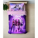 Black Pink Temalı Baskılı Mor Tek Kişilik Nevresim Takımı - Renkli - 160 x 220 cm
