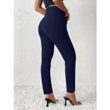 Black Premium Kadın Lacivert Toplarlayıcı Pantolon Yandan Fermuarlı Dar Kalıp Boru Paça