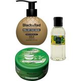 Black & Red Black & Red Soyulabilir Altın Yüz Maskesi Besleyici 250 ml - Killi Yüz Maskesi Aloe Vera 400 gr