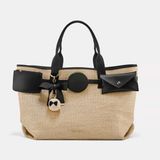 Black Ribbon Vera Büyük Boy Kadın Omuz Çantası - Maxi Tote Bag Hasır