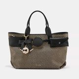 Black Ribbon Vera Büyük Boy Kadın Omuz Çantası - Maxi Tote Bag Siyah Çizgili