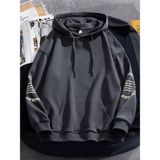 Black Sokak Antrasit Kol Baskılı Oversize Kapüşonlu Erkek Sweatshirt