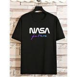 Black Sokak Blacksokak Erkek Siyah Nasa Future Baskılı Oversze Bisisklet Yaka Tişört - M