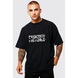 Black Sokak Blacksokak Erkek Siyah Pavyoncu Katlamalı Baskılı Oversize T-Shirt - XL