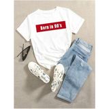 Black Sokak Blacksokak Kadın Beyaz Born In 90's Baskılı Oversize Bisiklet Yaka T-Shirt