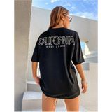 Black Sokak Blacksokak Kadın Siyah Sırt California Baskılı Oversize Bisiklet Yaka T-Shirt