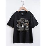 Black Sokak Blacksokak Kadın Siyah Vintage Race Baskılı Oversize Bisiklet Yaka Tshirt - M