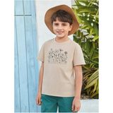 Black Sokak Blacksokak Kids Erkek Çocuk Bej Floral Baskılı Tişört - 13 - 15 Yaş