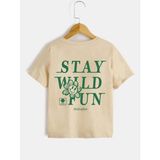 Black Sokak Blacksokak Kids Erkek Çocuk Bej Stay Wıld Fun Baskılı Tişört - 9 - 11 Yaş