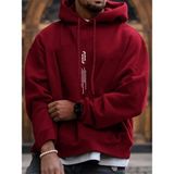 Black Sokak Bordo Dikey Baskılı Oversize Kapüşonlu Erkek Sweatshirt - XL