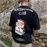 Black Sokak Erkek Siyah Gnarlbro Sırt Baskılı Oversize Bisiklet Yaka Tişört - XL