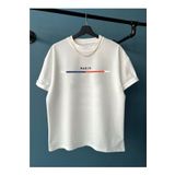 Black Sokak Göğüs Ince Çizgili Paris Baskılı Oversize Beyaz Erkek T-shirt