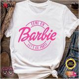 Black Sokak Kadın Beyaz Barbie Come On Baskılı Oversize Bisiklet Yaka T-Shirt - XL