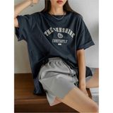 Black Sokak Kadın Lacivert The Sunshine Baskılı Bisiklet Yaka Oversize T-Shirt - Koyu Mavi
