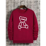 Black Sokak Kırmızı Ayıcık Baskılı Oversize Bisiklet Yaka Erkek Sweatshirt - XL