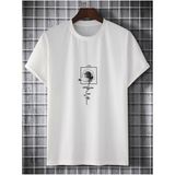 Black Sokak Men Hat Baskılı Oversze Bisisklet Yaka Beyaz Erkek T-shirt