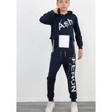 Black Steel Garson Boy Erkek Baskılı Kapşonlu Erkek Eşofman Takımı - Lacivert - 6 - 7 Yaş