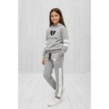 Black Steel Garson Boy Kız Baskılı Kapşonlu Eşofman Takımı - Gri - 7 - 8 Yaş
