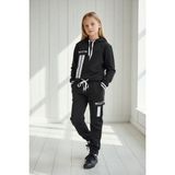 Black Steel Garson Boy Kız Baskılı Kapşonlu Eşofman Takımı - Siyah - 8 - 9 Yaş