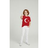 BLACK SWALLOW Erkek Çocuk Ay Yıldız Baskılı T-Shirt- Beyaz Keten Pantolon Takım 23 Nisan Kıyafeti ve Özel Günler
