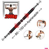 Black Uzun Süngerli Vidalı Duvar Pimli Barfix Demiri Barfiks Çubuğu Koridor Barfiks Barı 80-130 cm Arası Ayarlanabilir - 80 - 130 cm