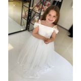 Black White Wedding Beyaz Kız Çocuk Fistolu Elbise ,balo Doğum Günü Elbisesi - 3 - 4 Yaş - 001-Beyaz
