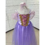 Black White Wedding Kız Çocuk Rapunzel Doğum Günü Kostümü - 5 - 6 Yaş - 01-Lila