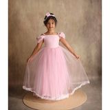 Black White Wedding Pembe Kız Çocuk Fistolu Elbise, Doğum Günü Elbisesi, Balo Elbisesi Kollu Elbise - 1 - 2 Yaş - 01P-Pembe
