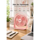 Blackbird Game Center Hepu HP-F11 Masaüstü Mini Vantilatör - 3 Kademeli Şarjlı Taşınabilir Masa Fanı - Pembe