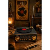 Blackbird Game Center Meier MD-1320BT Siyah Nostaljik Görünümlü Bluetooth Hoparlör ve 3 Bantlı Şarjlı Radyo