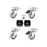 BlackBird Home Döner Tablalı 75'lik Çift Bilyalı PVC Teker 2 Adet Frenli - 2 Adet Frensiz