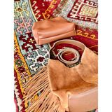 Blackbird Luxe Mila Hakiki Deri Süet Kadın El ve Omuz Çantası(Makyaj Çantalı) - Taba
