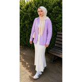 blackbonds lila Oversize Pamuk Keten Gömlek Cepli Trend Salaş Düşük Omuz Kadın