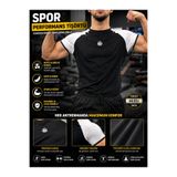 BlackBörk Erkek Spor Tişörtü Nefes Alan Hafif Fitness Tişörtü Siyah-Beyaz