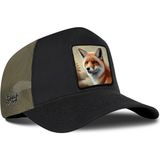 BlackBörk Tilki Logolu Haki-Siyah Trucker Şapka - Standart - 374-Yeşil