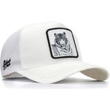 BlackBörk V1 Trucker Bengal Kaplan - 1 Kod Logolu Unisex Beyaz Şapka (Cap) - Beyaz - Açık Pembe - Standart