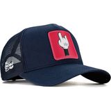 BlackBörk V1 Trucker Parmak - 1 Kod Logolu Unisex Lacivert Şapka (Cap) - Lacivert - Açık Kahve - Standart