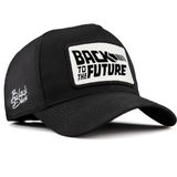 BlackBörk V2 Trucker Back To Future - 1 Kod Logolu Unisex Siyah Şapka (Cap) - Siyah - Açık Mavi - Standart