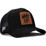 BlackBörk Wake Up Logolu Siyah Trucker Şapka - Açık Camel - Standart