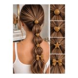 blackcomb Kadın Kahve Ton 4 Model Yuvarlak/Kalp/Yıldız/Fiyonk Pinterest Lastik Toka 4 Adet