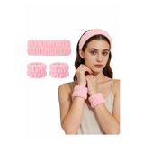 blackcomb Pembe Peluş Spa Takımı - 2 Adet Havlu Yıkama Bilekliği Ve Saç Bandı Takımı