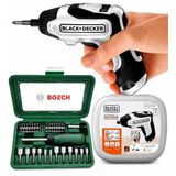 Black&Decker Black+Decker 3.6 V Lityum Batarya Şarjlı Tornavida Seti + Bosch 46 Parça Cırcırlı Tornavida Seti