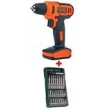 Black&decker Şarjlı Matkap Akülü Vidalama Şarjlı Vidalama Tornavida + Bosch 25 Parça Vidalama Ucu